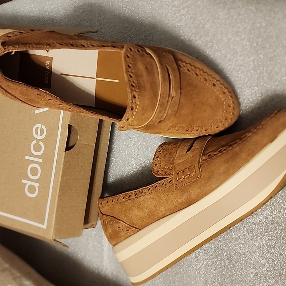 Dolce Vita Tan Suede Platform Loafers
